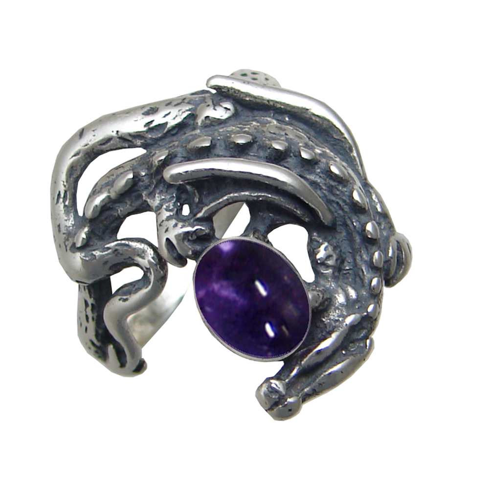 Sterling Silver Dragon of Protection Ring With Iolite Size 10